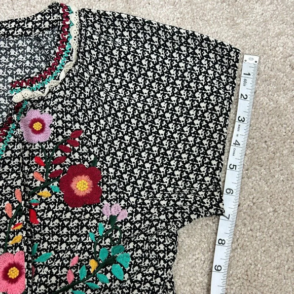THML Top Womens Small Multicolor Floral Embroidered Tassel Crochet Ladies - Picture 11 of 13